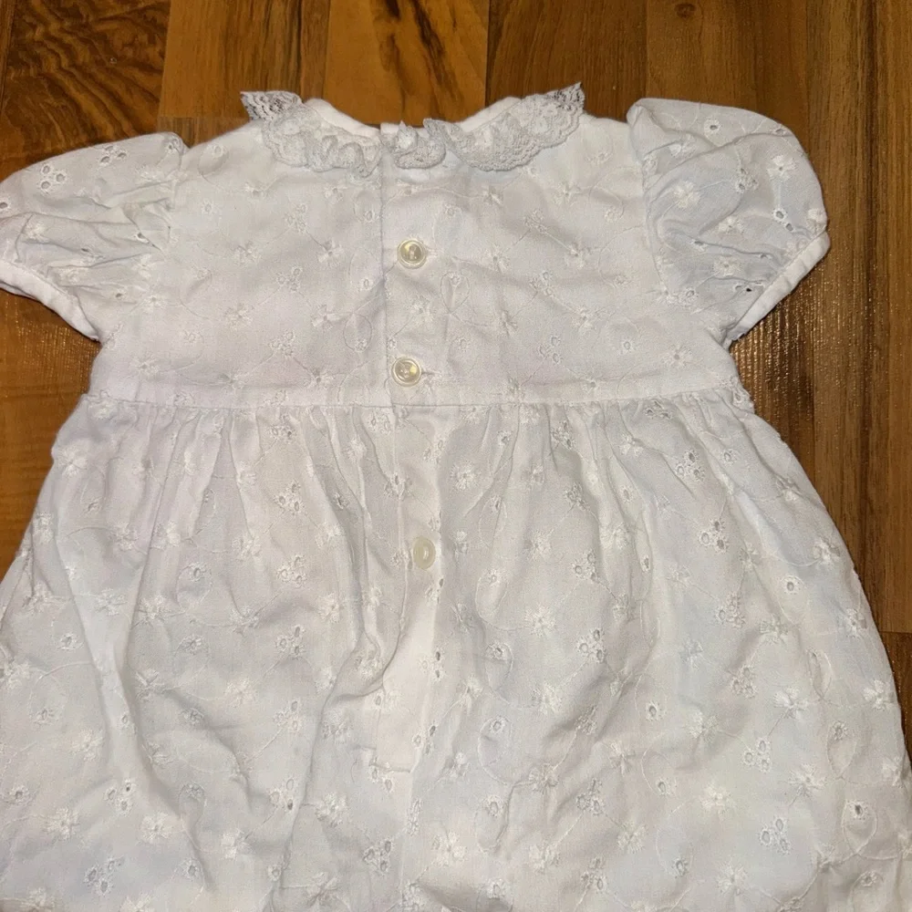 Vintage white baby girl‎ one piece with slippers size 3-6 embroidery